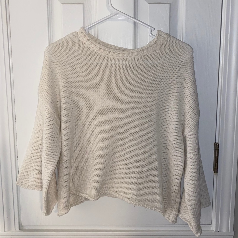 cropped quarter sleeve sweater